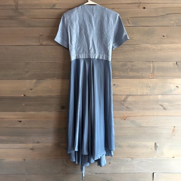 SANDRO | Womens Paty Wrap-Effect Dress Sky Blue Size 6 - Picture 5 of 6